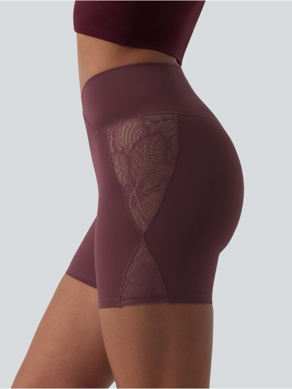 HALARA SoftlyZero High Waist Contrast Lace Pocket Yoga BikerShorts 5''